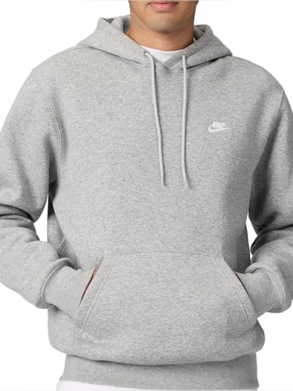 Nike New Men's Club Hoodie-Swoosh Grey /White